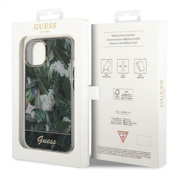 Guess GUHCP14SHGJGHA iPhone 14 / 15 / 13 6.1" zielony/verde hardcase Jungle Collection