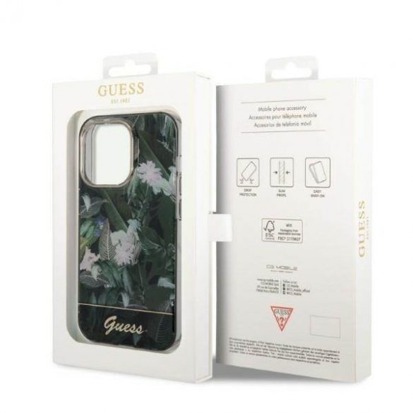 Guess GUHCP14LHGJGHA iPhone 14 Pro 6,1" zielony/verde hardcase Husă Jungle Collection