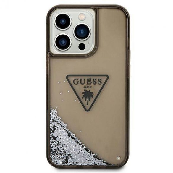 Guess GUHCP14XLFCTPK Husă rigidă pentru iPhone 14 Pro Max 6,7" negru/czarny Husă Liquid Glitter Palm Collection