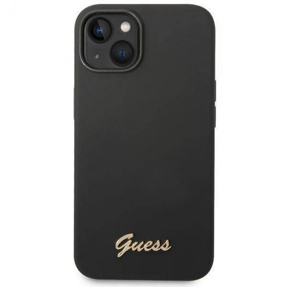 Guess GUHCP14MSLSMK Husă rigidă pentru iPhone 14 Plus / 15 Plus de 6,7 inchi, neagră/czarny, silicon Vintage Gold Logo