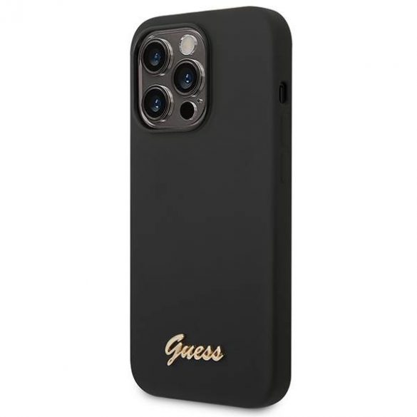 Guess GUHCP14LSLSMK iPhone 14 Pro 6,1" carcasă dură/neagră Husă siliconică cu logo vintage auriu