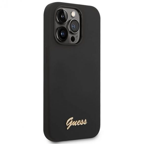 Guess GUHCP14LSLSMK iPhone 14 Pro 6,1" carcasă dură/neagră Husă siliconică cu logo vintage auriu