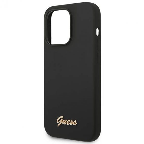 Guess GUHCP14LSLSMK iPhone 14 Pro 6,1" carcasă dură/neagră Husă siliconică cu logo vintage auriu