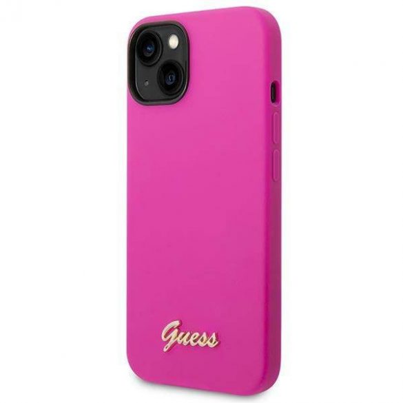 Husă Guess GUHCP14SSLSMF iPhone 14 / 15 / 13 6.1" fuksja/fuschia Silicone Vintage Gold Logo