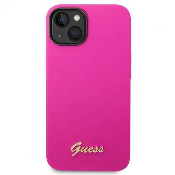 Husă Guess GUHCP14SSLSMF iPhone 14 / 15 / 13 6.1" fuksja/fuschia Silicone Vintage Gold Logo