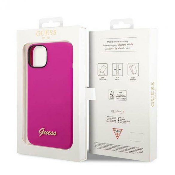 Husă Guess GUHCP14SSLSMF iPhone 14 / 15 / 13 6.1" fuksja/fuschia Silicone Vintage Gold Logo