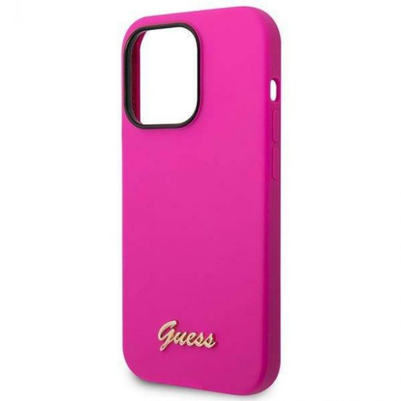 Guess GUHCP14LSLSMF iPhone 14 Pro 6,1" fuksja/fuschia husă rigidă Silicon Vintage Gold Logo