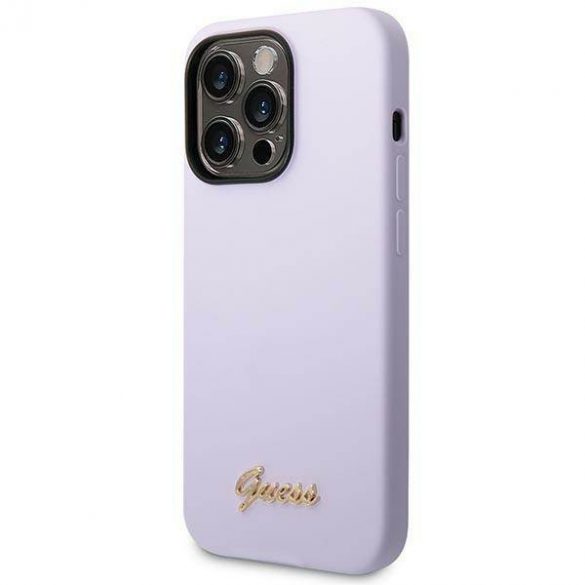 Guess GUHCP14LSLSMU iPhone 14 Pro 6,1" husă rigidă violet/violet Husă siliconă cu logo vintage auriu