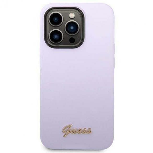 Guess GUHCP14LSLSMU iPhone 14 Pro 6,1" husă rigidă violet/violet Husă siliconă cu logo vintage auriu