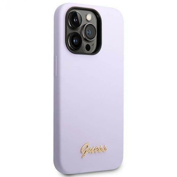 Guess GUHCP14LSLSMU iPhone 14 Pro 6,1" husă rigidă violet/violet Husă siliconă cu logo vintage auriu