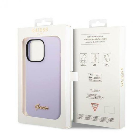 Guess GUHCP14LSLSMU iPhone 14 Pro 6,1" husă rigidă violet/violet Husă siliconă cu logo vintage auriu