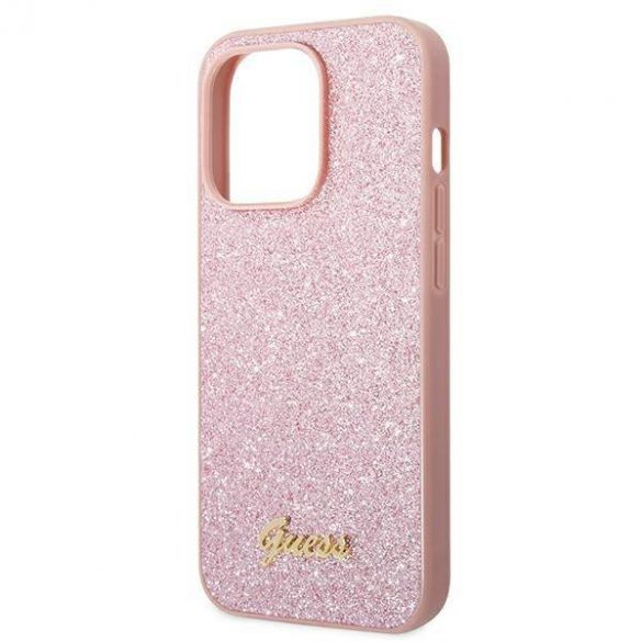 Guess GUHCP14XHGGSHP Husă rigidă pentru iPhone 14 Pro Max 6,7" rożowy/roz Husă Glitter Script