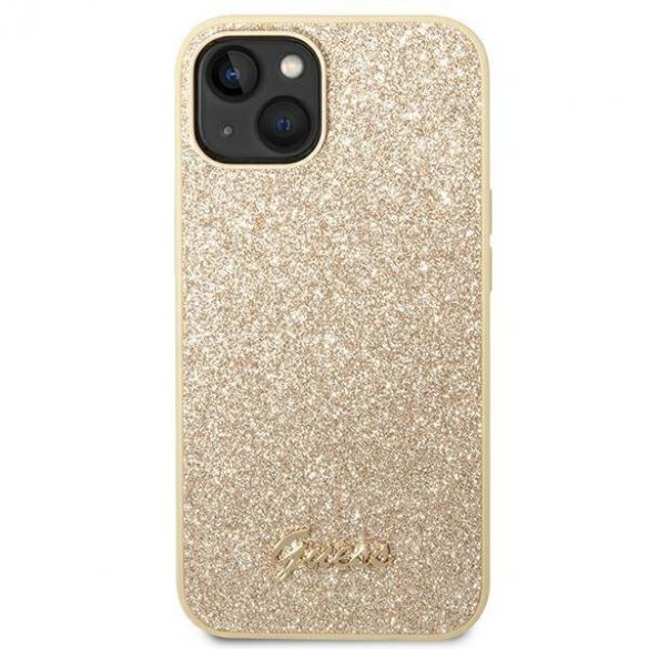 Husă rigidă Guess GUHCP14MHGGSHD pentru iPhone 14 Plus / 15 Plus de 6,7 inchi/auriu Glitter Script