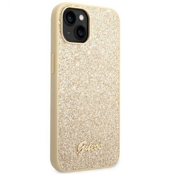 Husă rigidă Guess GUHCP14MHGGSHD pentru iPhone 14 Plus / 15 Plus de 6,7 inchi/auriu Glitter Script