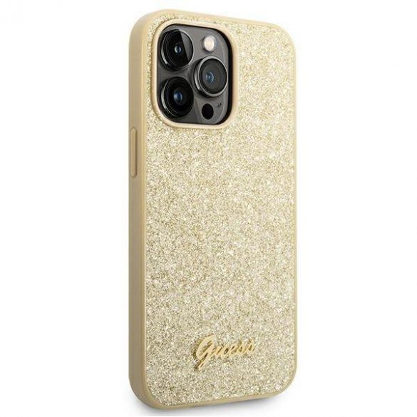 Guess GUHCP14LHGGSHD iPhone 14 Pro 6,1" złoty/husă rigidă aurie Husă Glitter Script