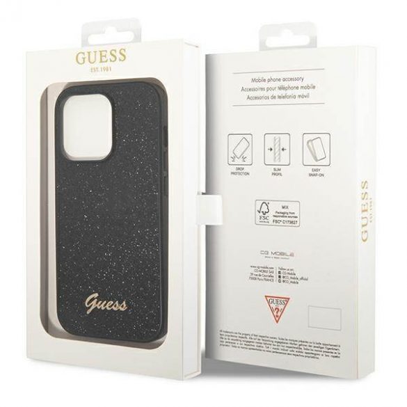 Guess GUHCP14LHGGSHK iPhone 14 Pro 6,1" carcasă dură/neagră Husă cu sclipici