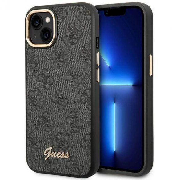 Guess GUHCP14SHG4SHK Husă rigidă pentru iPhone 14/15/13 6,1" czarny/negru 4G Vintage Gold Logo