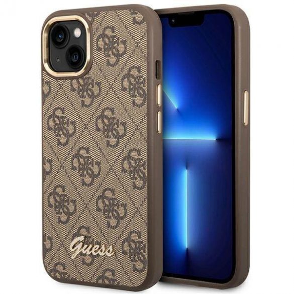 Guess GUHCP14SHG4SHW iPhone 14 / 15 / 13 6.1" husă rigidă maro/brązowy 4G Vintage Gold Logo