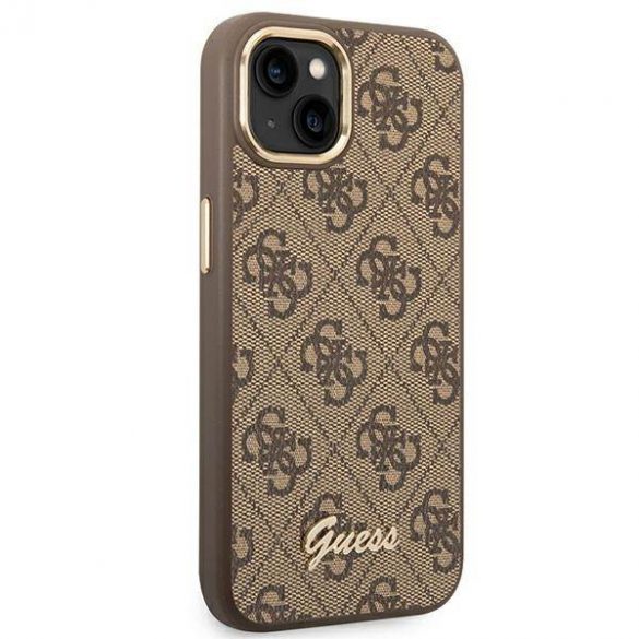 Guess GUHCP14SHG4SHW iPhone 14 / 15 / 13 6.1" husă rigidă maro/brązowy 4G Vintage Gold Logo