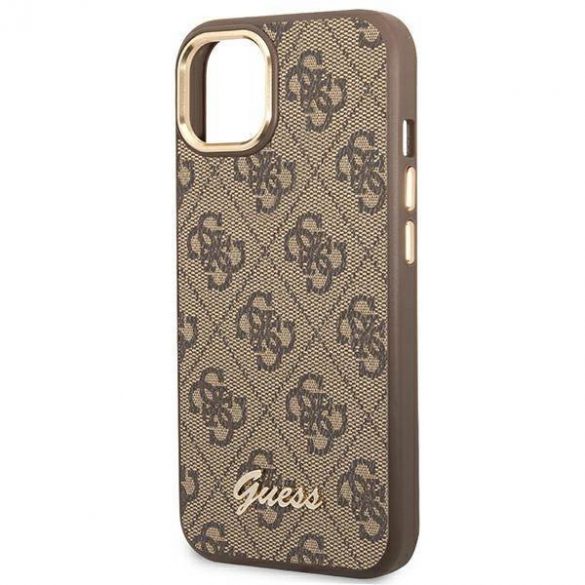 Guess GUHCP14SHG4SHW iPhone 14 / 15 / 13 6.1" husă rigidă maro/brązowy 4G Vintage Gold Logo