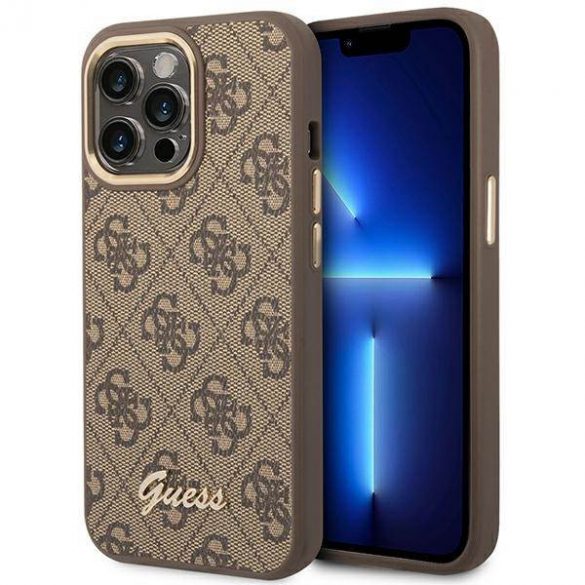 Guess GUHCP14LHG4SHW Husă rigidă pentru iPhone 14 Pro 6,1" maro/brązowy 4G Vintage Gold Logo