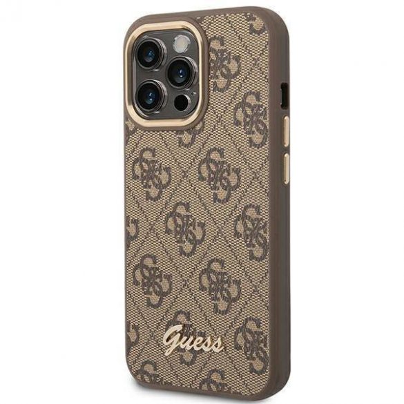 Guess GUHCP14LHG4SHW Husă rigidă pentru iPhone 14 Pro 6,1" maro/brązowy 4G Vintage Gold Logo