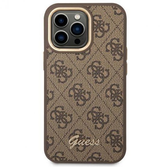 Guess GUHCP14LHG4SHW Husă rigidă pentru iPhone 14 Pro 6,1" maro/brązowy 4G Vintage Gold Logo