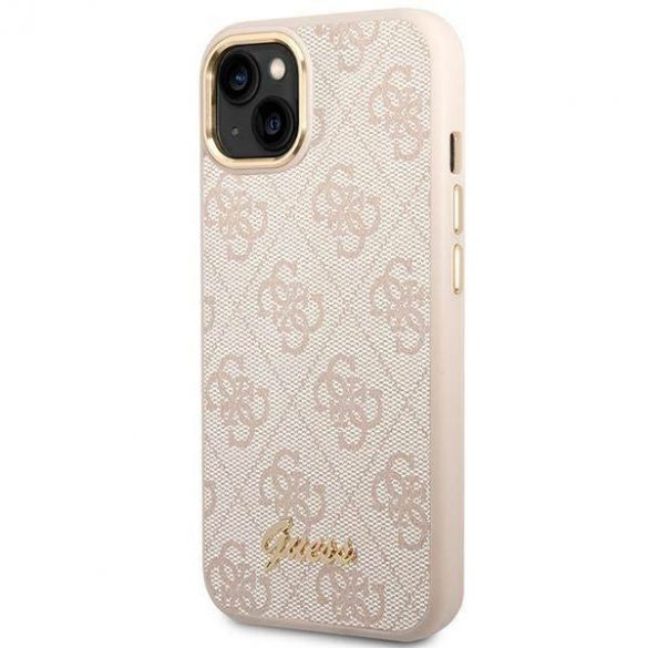 Guess GUHCP14SHG4SHP iPhone 14 / 15 / 13 6,1" husă rigidă rożowy/roz 4G Vintage Gold Logo