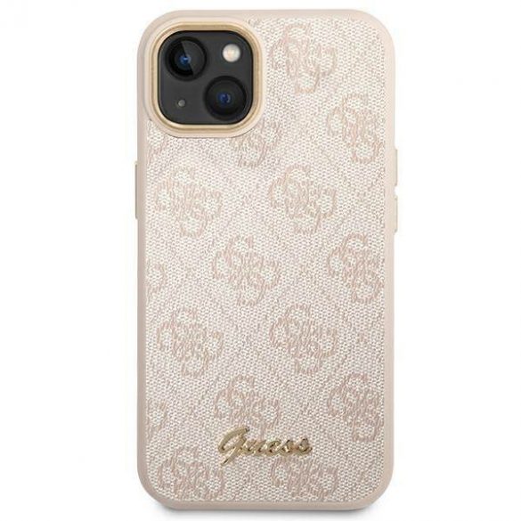 Guess GUHCP14SHG4SHP iPhone 14 / 15 / 13 6,1" husă rigidă rożowy/roz 4G Vintage Gold Logo