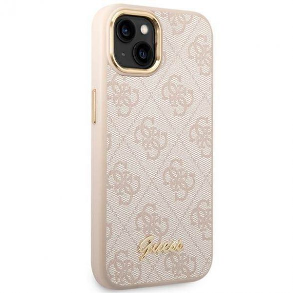 Guess GUHCP14SHG4SHP iPhone 14 / 15 / 13 6,1" husă rigidă rożowy/roz 4G Vintage Gold Logo