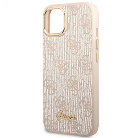 Guess GUHCP14SHG4SHP iPhone 14 / 15 / 13 6,1" husă rigidă rożowy/roz 4G Vintage Gold Logo