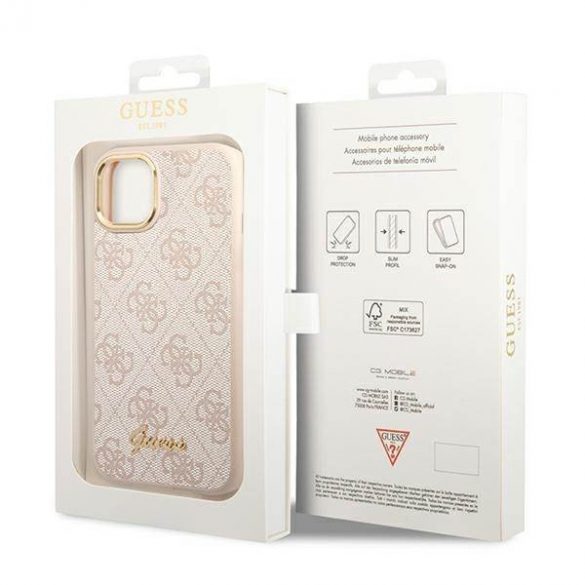 Guess GUHCP14SHG4SHP iPhone 14 / 15 / 13 6,1" husă rigidă rożowy/roz 4G Vintage Gold Logo