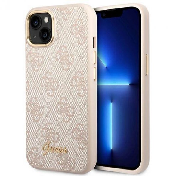 Guess GUHCP14MHG4SHP Husă rigidă pentru iPhone 14 Plus / 15 Plus de 6,7 inchi, rożowy/roz, 4G Vintage Gold Logo