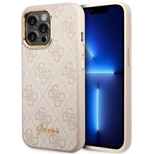 Guess GUHCP14LHG4SHP Husă rigidă pentru iPhone 14 Pro 6,1" rożowy/roz 4G Vintage Gold Logo