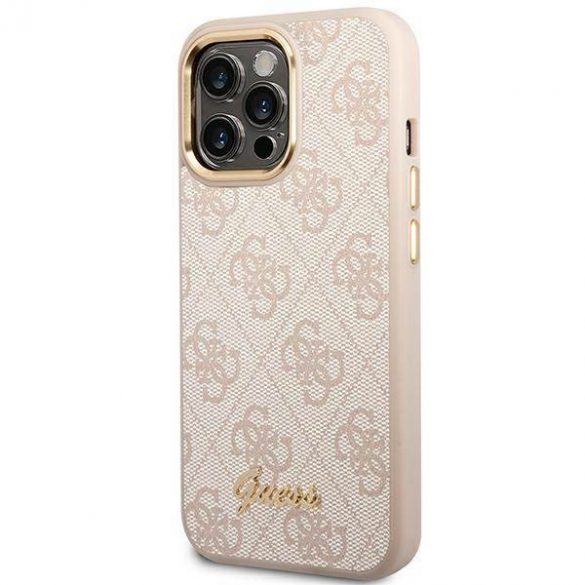 Guess GUHCP14LHG4SHP Husă rigidă pentru iPhone 14 Pro 6,1" rożowy/roz 4G Vintage Gold Logo