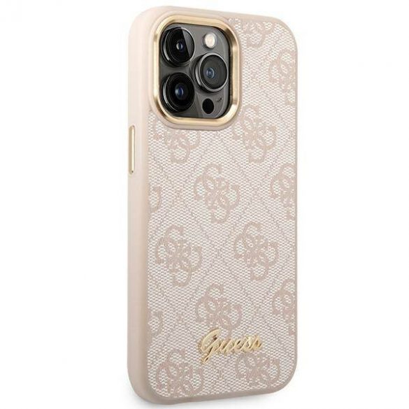 Guess GUHCP14LHG4SHP Husă rigidă pentru iPhone 14 Pro 6,1" rożowy/roz 4G Vintage Gold Logo