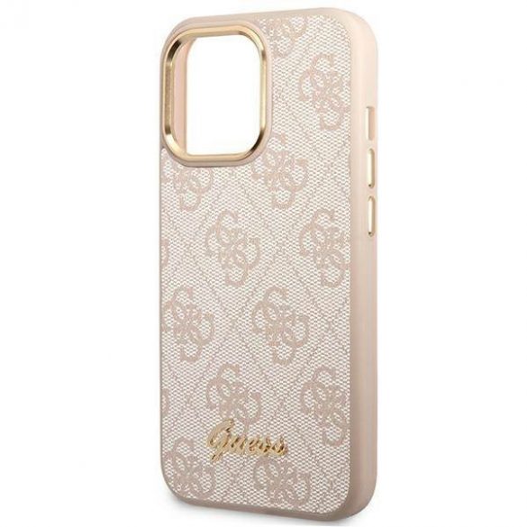 Guess GUHCP14LHG4SHP Husă rigidă pentru iPhone 14 Pro 6,1" rożowy/roz 4G Vintage Gold Logo