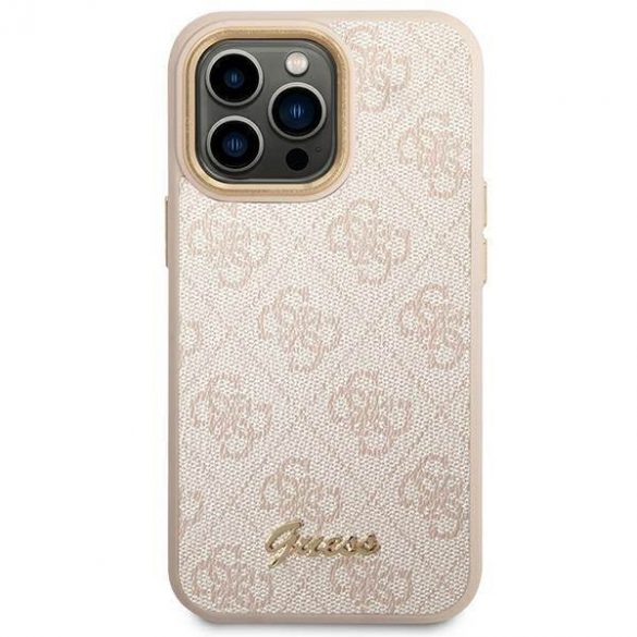 Guess GUHCP14XHG4SHP Husă rigidă pentru iPhone 14 Pro Max 6,7" rożowy/roz 4G Vintage Gold Logo