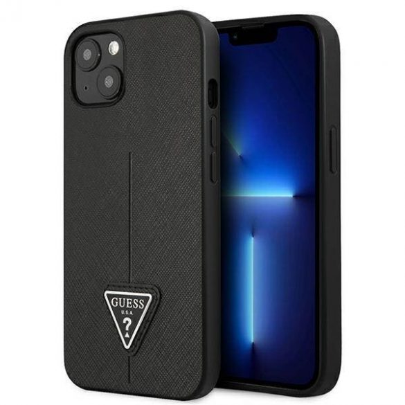 Guess GUHCP14MPSATLK iPhone 14 Plus / 15 Plus 6.7" carcasa rigidă neagră SaffianoTriangle Logo