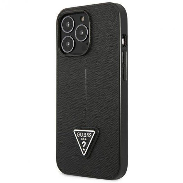 Guess GUHCP14LPSATLK Husă rigidă pentru iPhone 14 Pro 6,1" czarny/negru SaffianoTriangle Logo