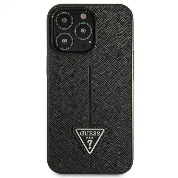 Guess GUHCP14LPSATLK Husă rigidă pentru iPhone 14 Pro 6,1" czarny/negru SaffianoTriangle Logo