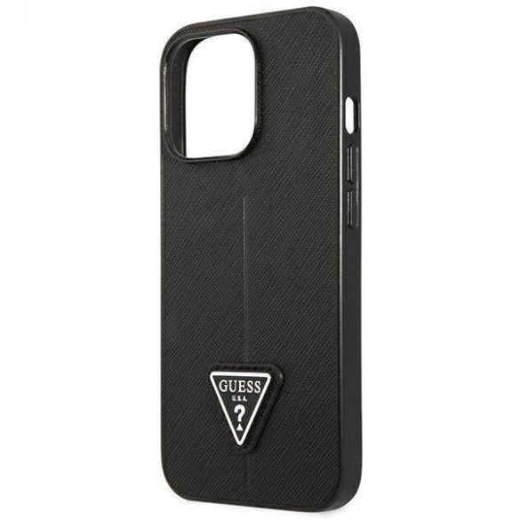 Guess GUHCP14LPSATLK Husă rigidă pentru iPhone 14 Pro 6,1" czarny/negru SaffianoTriangle Logo