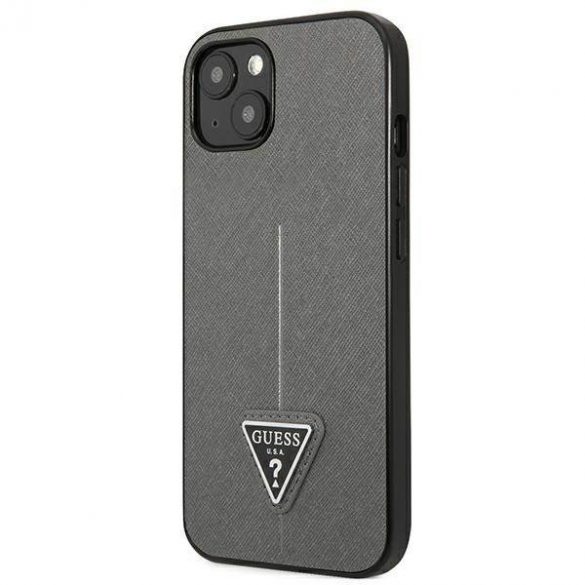 Guess GUHCP14SPSATLG iPhone 14 / 15 / 13 6.1" silver/silver hard Husă SaffianoTriangle Logo