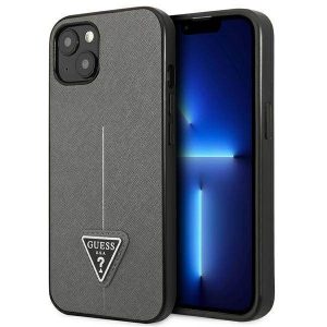 Guess GUHCP14MPSATLG iPhone 14 Plus / 15 Plus 6.7" srebrny/argintiu hardcase SaffianoTriangle Logo