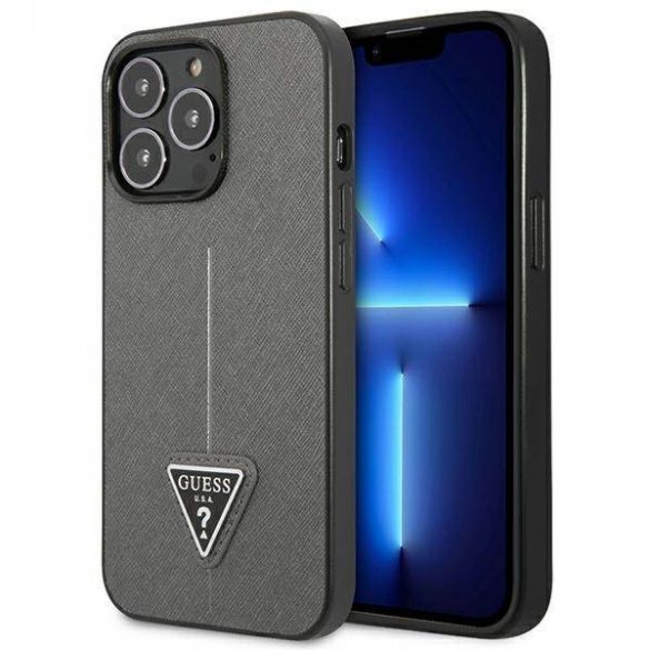 Guess GUHCP14LPSATLG Husă rigidă pentru iPhone 14 Pro 6,1" srebrny/argintiu SaffianoTriangle Logo