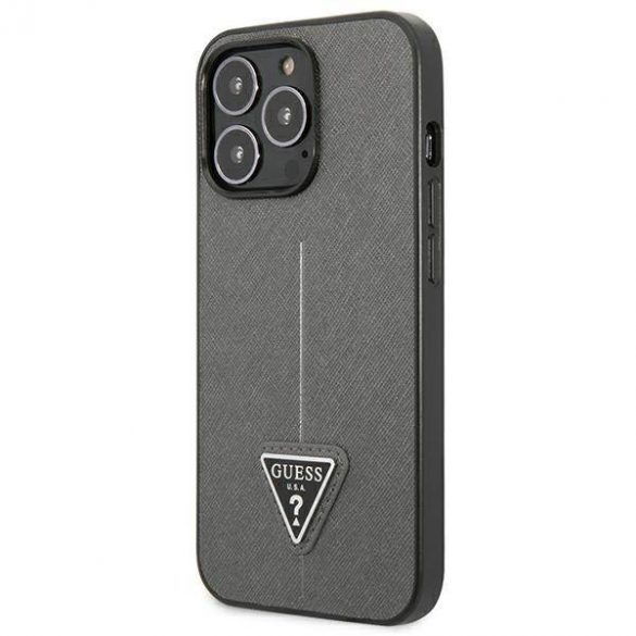 Guess GUHCP14LPSATLG Husă rigidă pentru iPhone 14 Pro 6,1" srebrny/argintiu SaffianoTriangle Logo