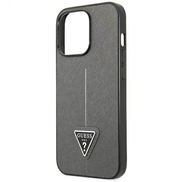 Guess GUHCP14XPSATLG Husă rigidă pentru iPhone 14 Pro Max 6,7" srebrny/argintiu SaffianoTriangle Logo