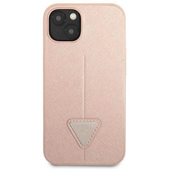 Guess GUHCP14SPSATLP iPhone 14 / 15 / 13 6.1" rożowy/roz hardcase SaffianoTriangle Logo