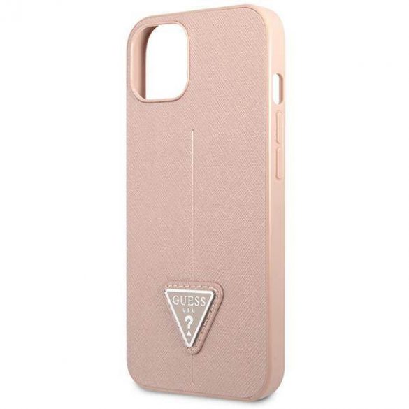 Guess GUHCP14SPSATLP iPhone 14 / 15 / 13 6.1" rożowy/roz hardcase SaffianoTriangle Logo