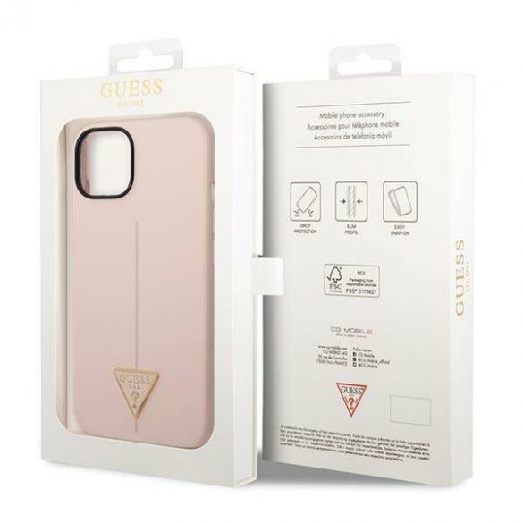 Guess GUHCP14SSLTGP iPhone 14 / 15 / 13 6.1" rożowy/roz hardcase Triunghi din silicon